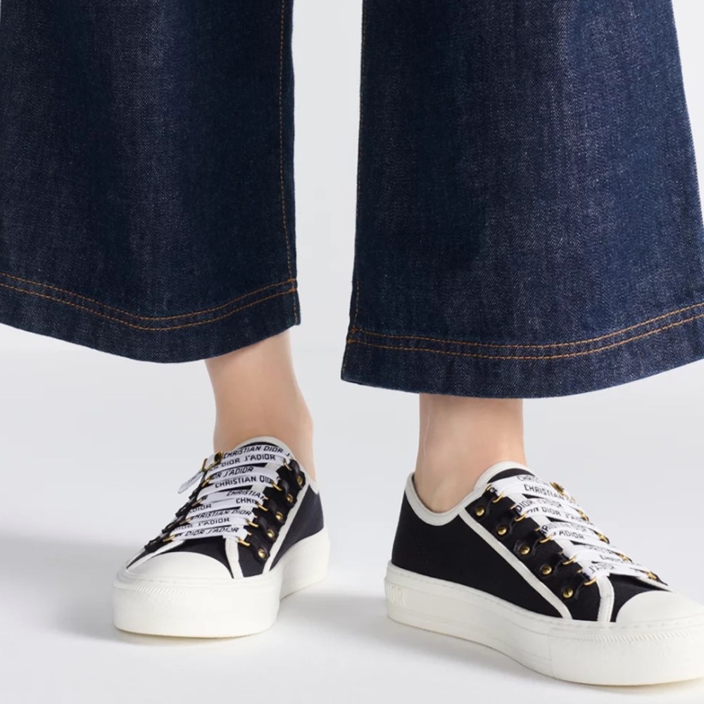 Dior Black and White Canvas Sneakers Walk'n'Dior New in Box 38.5 - Picture 3 of 14